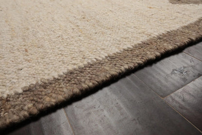 LoomBloom 9x12 Beige Hand Woven Contemporary Geometric Flatweave Wool Oriental Area Rug