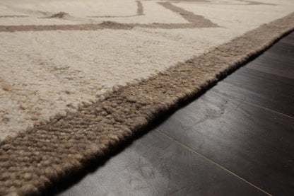 LoomBloom Multi Size Beige Hand Woven Contemporary Geometric Flatweave Wool Oriental Area Rug
