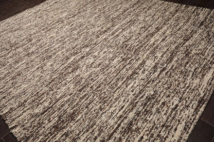 LoomBloom 9x12 Beige Hand Woven Contemporary Geometric Flatweave Wool Oriental Area Rug
