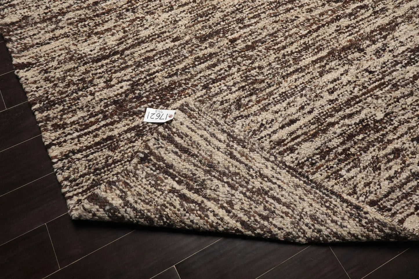 LoomBloom 9x12 Beige Hand Woven Contemporary Geometric Flatweave Wool Oriental Area Rug