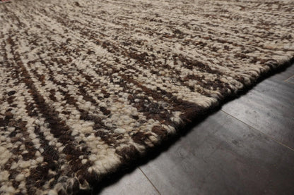 LoomBloom 9x12 Beige Hand Woven Contemporary Geometric Flatweave Wool Oriental Area Rug