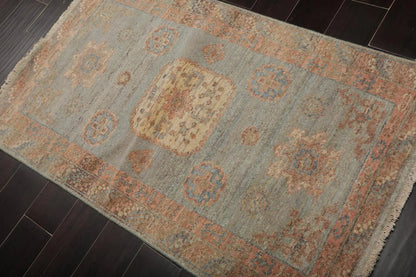 Muted Afghan Oushak Vegetable Dyes 3’ x 5’ Hand Knotted Wool Area Rug Slate