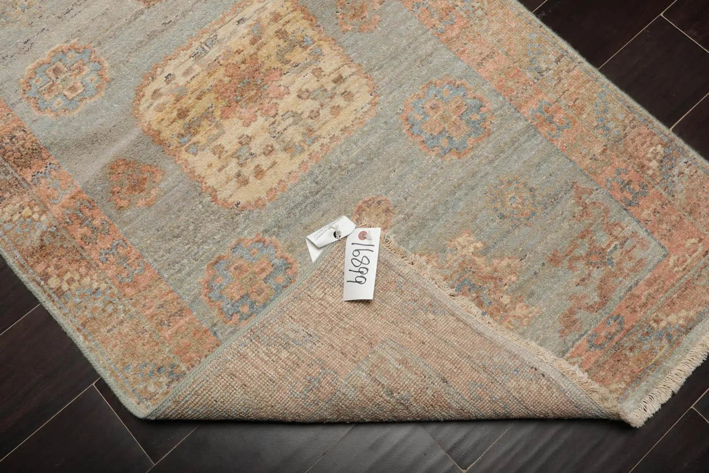 Muted Afghan Oushak Vegetable Dyes 3’ x 5’ Hand Knotted Wool Area Rug Slate