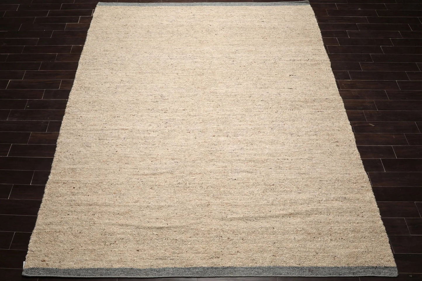 LoomBloom 9x12 Beige Hand Woven Contemporary Geometric Flatweave Wool Oriental Area Rug