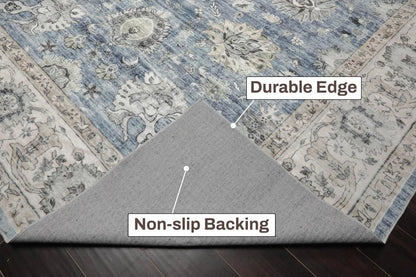 Multi Size Slate Machine Made Traditional washable Polyester Oriental Area Rug