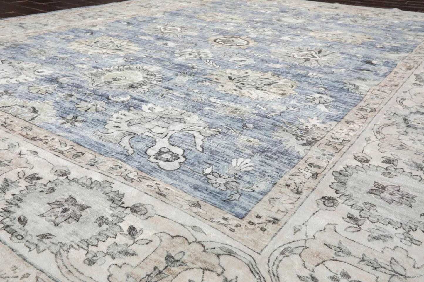 Multi Size Slate Machine Made Traditional washable Polyester Oriental Area Rug