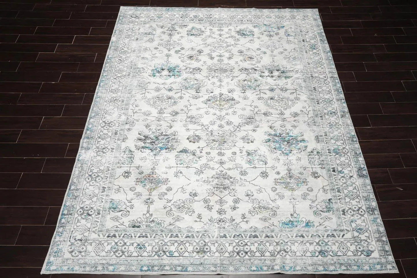 Multi Size Ivory Machine Made Traditional washable Polyester Oriental Area Rug