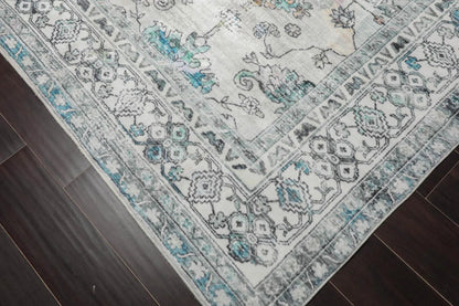 Multi Size Ivory Machine Made Traditional washable Polyester Oriental Area Rug