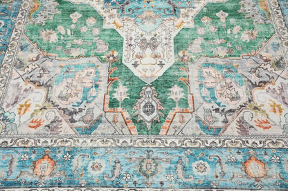 Multi size Green Machine Made Arts & Crafts Mission Style washable Polyester Oriental Area Rug