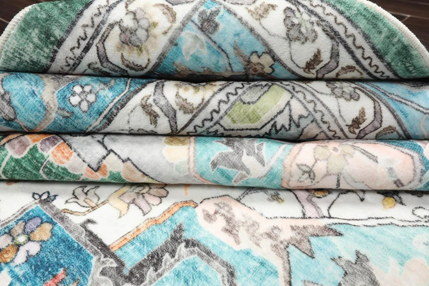 Multi size Green Machine Made Arts & Crafts Mission Style washable Polyester Oriental Area Rug