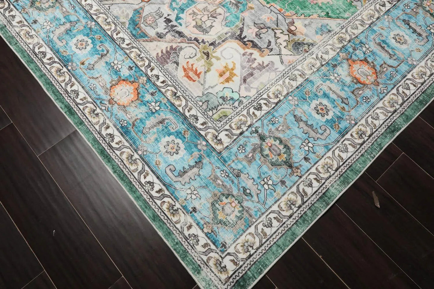 Multi size Green Machine Made Arts & Crafts Mission Style washable Polyester Oriental Area Rug