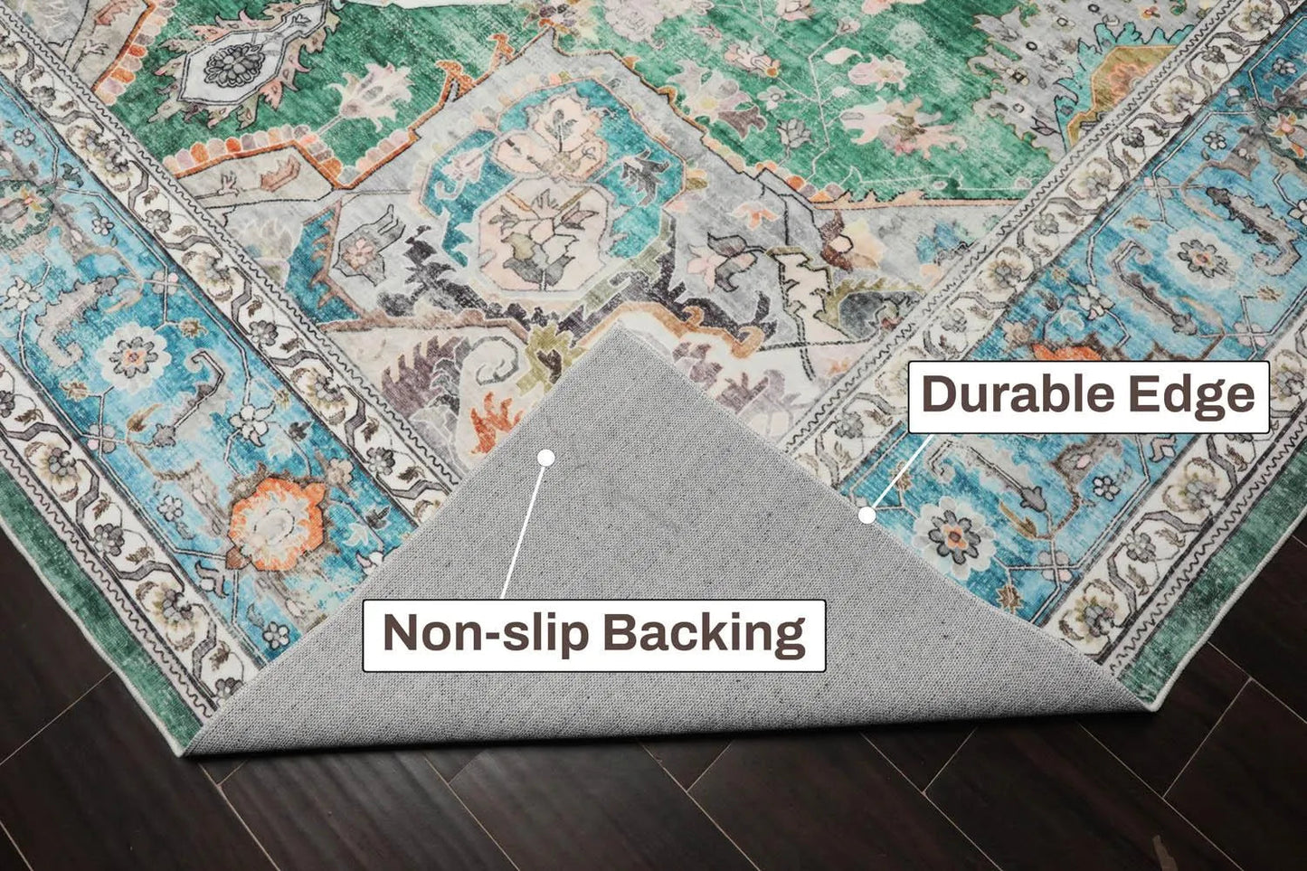 Multi size Green Machine Made Arts & Crafts Mission Style washable Polyester Oriental Area Rug