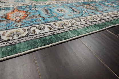 Multi size Green Machine Made Arts & Crafts Mission Style washable Polyester Oriental Area Rug