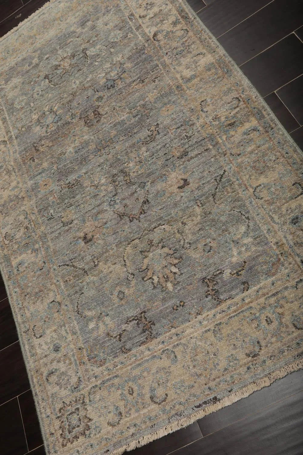 Muted Afghan Oushak Vegetable Dyes 3’ x 5’ Hand Knotted Wool Area Rug Gray