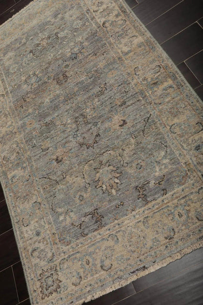 Muted Afghan Oushak Vegetable Dyes 3’ x 5’ Hand Knotted Wool Area Rug Gray