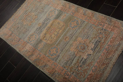 Muted Afghan Oushak Vegetable Dyes 3’ x 5’ Hand Knotted Wool Area Rug Sea Foam