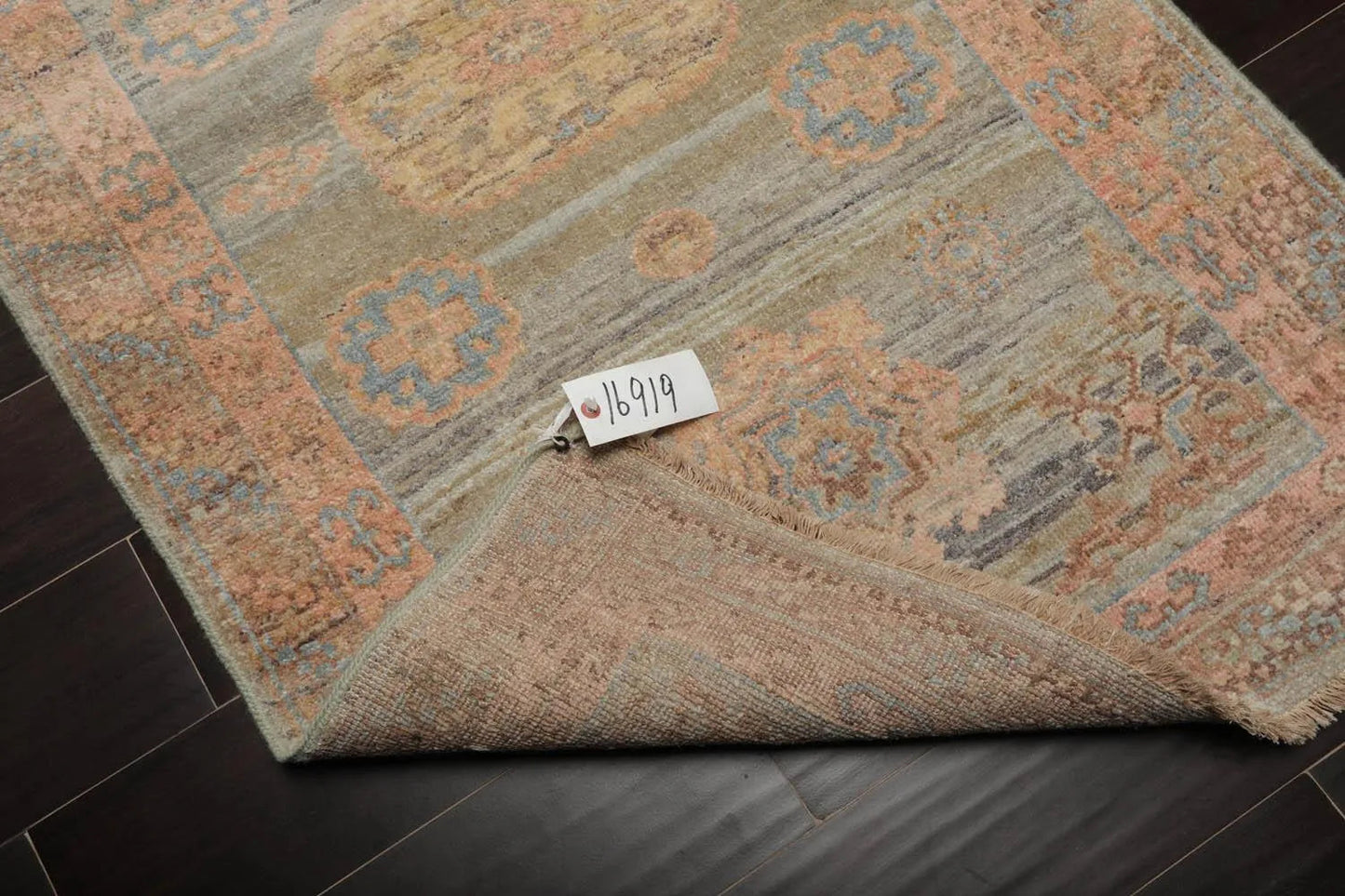 Muted Afghan Oushak Vegetable Dyes 3’ x 5’ Hand Knotted Wool Area Rug Sea Foam