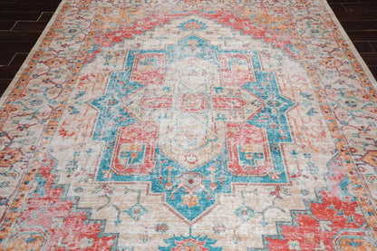 LoomBloom Multi Sizes Beige Machine Made Traditional Medallion Flatweave Polyester Oriental Area Rug