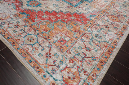 LoomBloom Multi Sizes Beige Machine Made Traditional Medallion Flatweave Polyester Oriental Area Rug