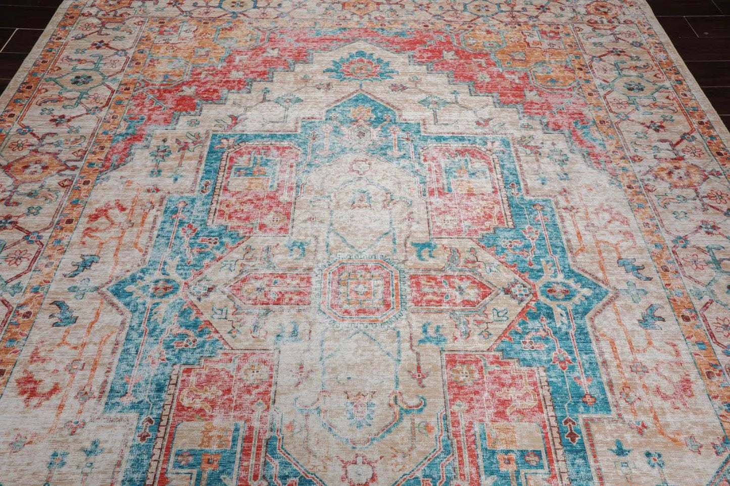 LoomBloom Multi Sizes Beige Machine Made Traditional Medallion Flatweave Polyester Oriental Area Rug