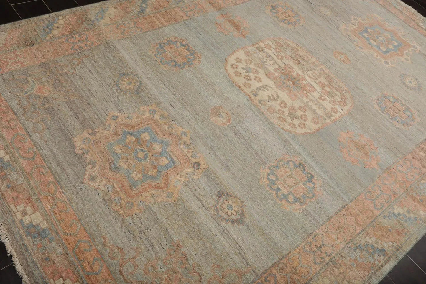 Muted Afghan Oushak Vegetable Dyes Mint 6x9 Traditional Wool Area Rug