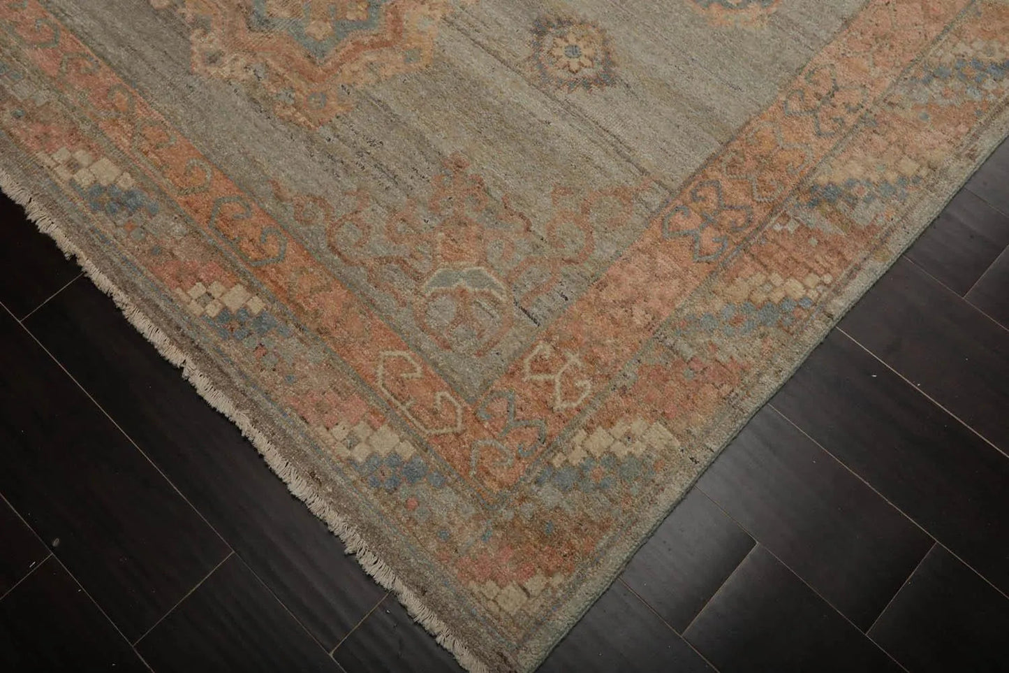 Muted Afghan Oushak Vegetable Dyes Mint 6x9 Traditional Wool Area Rug
