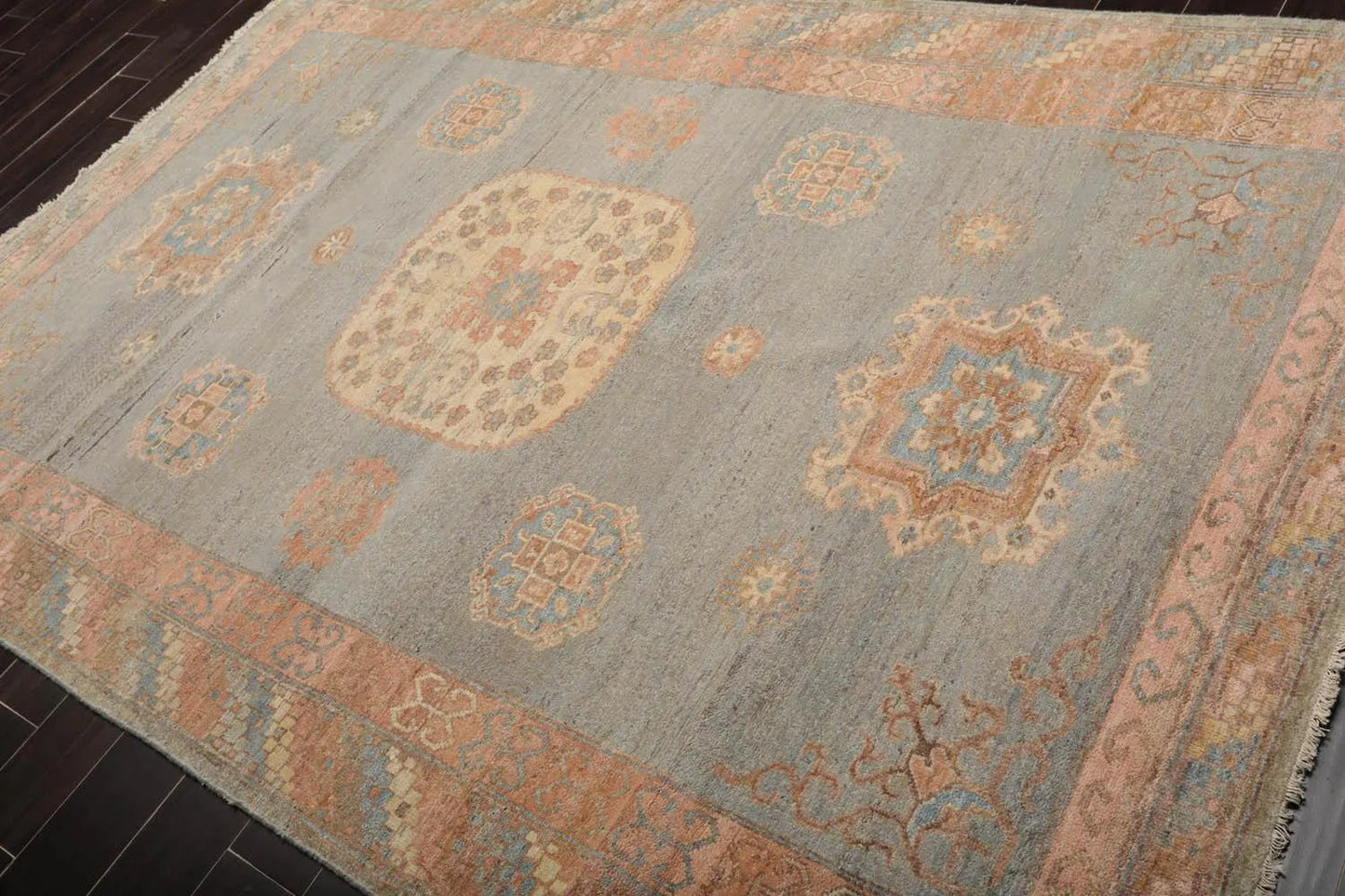 Muted Afghan Oushak Vegetable Dyes Mint 6x9 Traditional Wool Area Rug