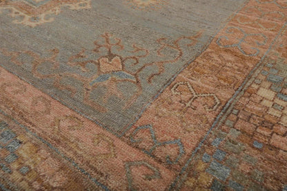 Muted Afghan Oushak Vegetable Dyes Mint 6x9 Traditional Wool Area Rug
