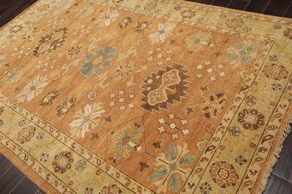 LoomBloom 6'5''x9'3" Caramel Hand Knotted Traditional Oushak Wool Oriental Area Rug