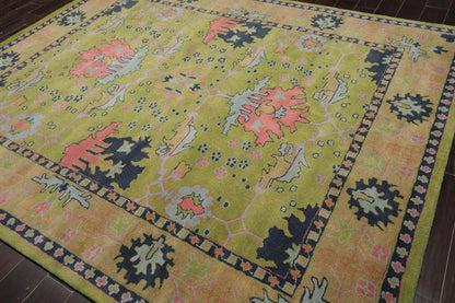 Multi Size Green Hand Tufted Traditional Oushak Turkish 100% Wool Oriental Area Rug