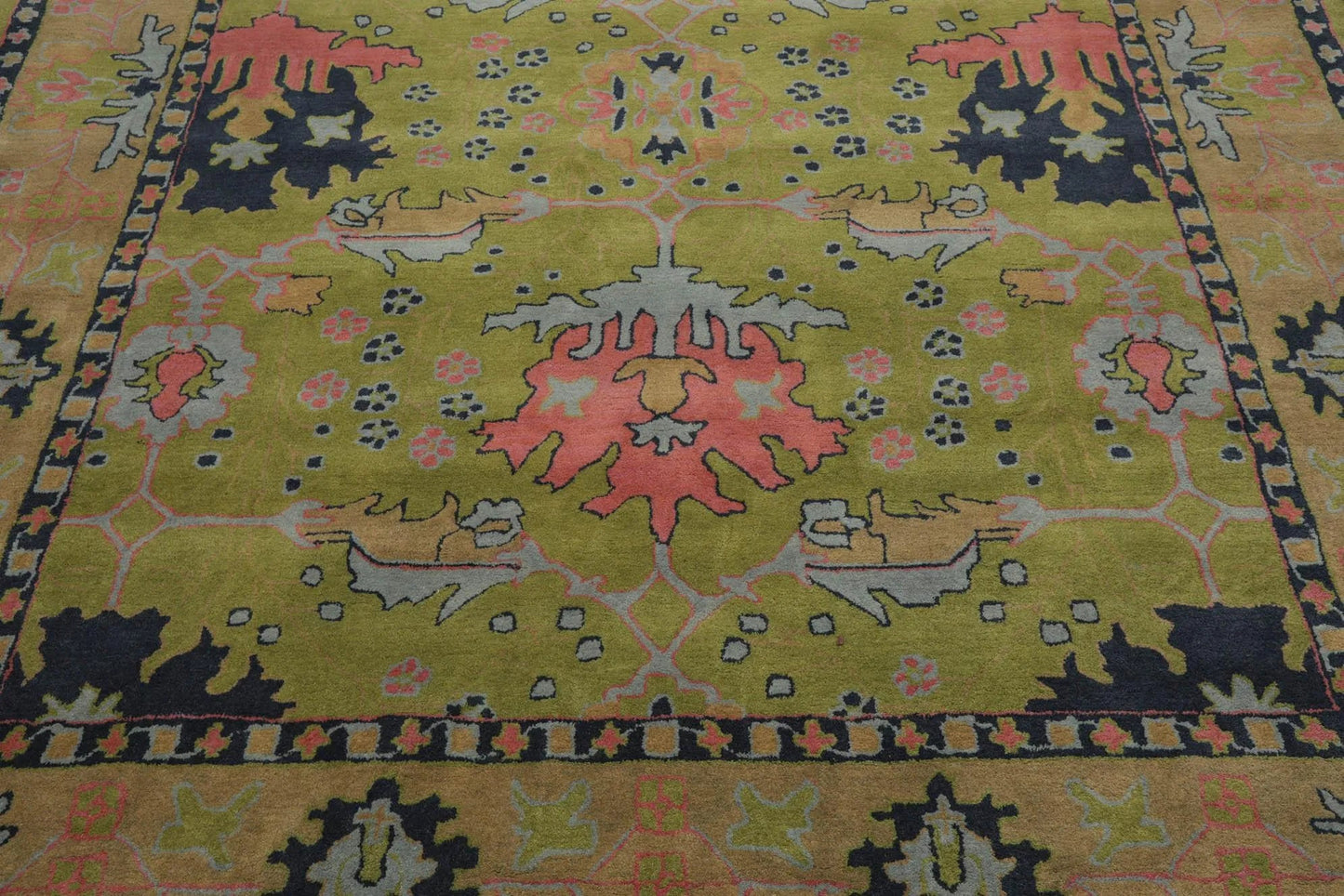 Multi Size Green Hand Tufted Traditional Oushak Turkish 100% Wool Oriental Area Rug