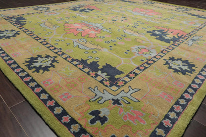 Multi Size Green Hand Tufted Traditional Oushak Turkish 100% Wool Oriental Area Rug