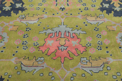 Multi Size Green Hand Tufted Traditional Oushak Turkish 100% Wool Oriental Area Rug