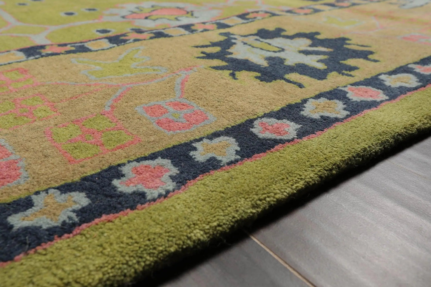 Multi Size Green Hand Tufted Traditional Oushak Turkish 100% Wool Oriental Area Rug