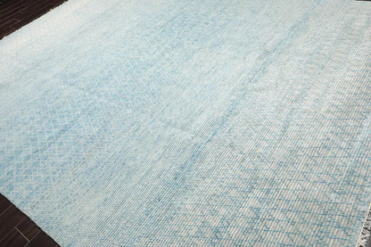 LoomBloom 9'x12'3" Ivory Hand Knotted Contemporary Ribbed Wool Oriental Area Rug
