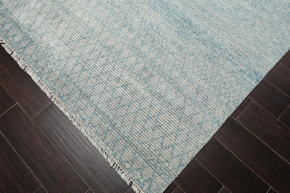 LoomBloom 9'x12'3" Ivory Hand Knotted Contemporary Ribbed Wool Oriental Area Rug