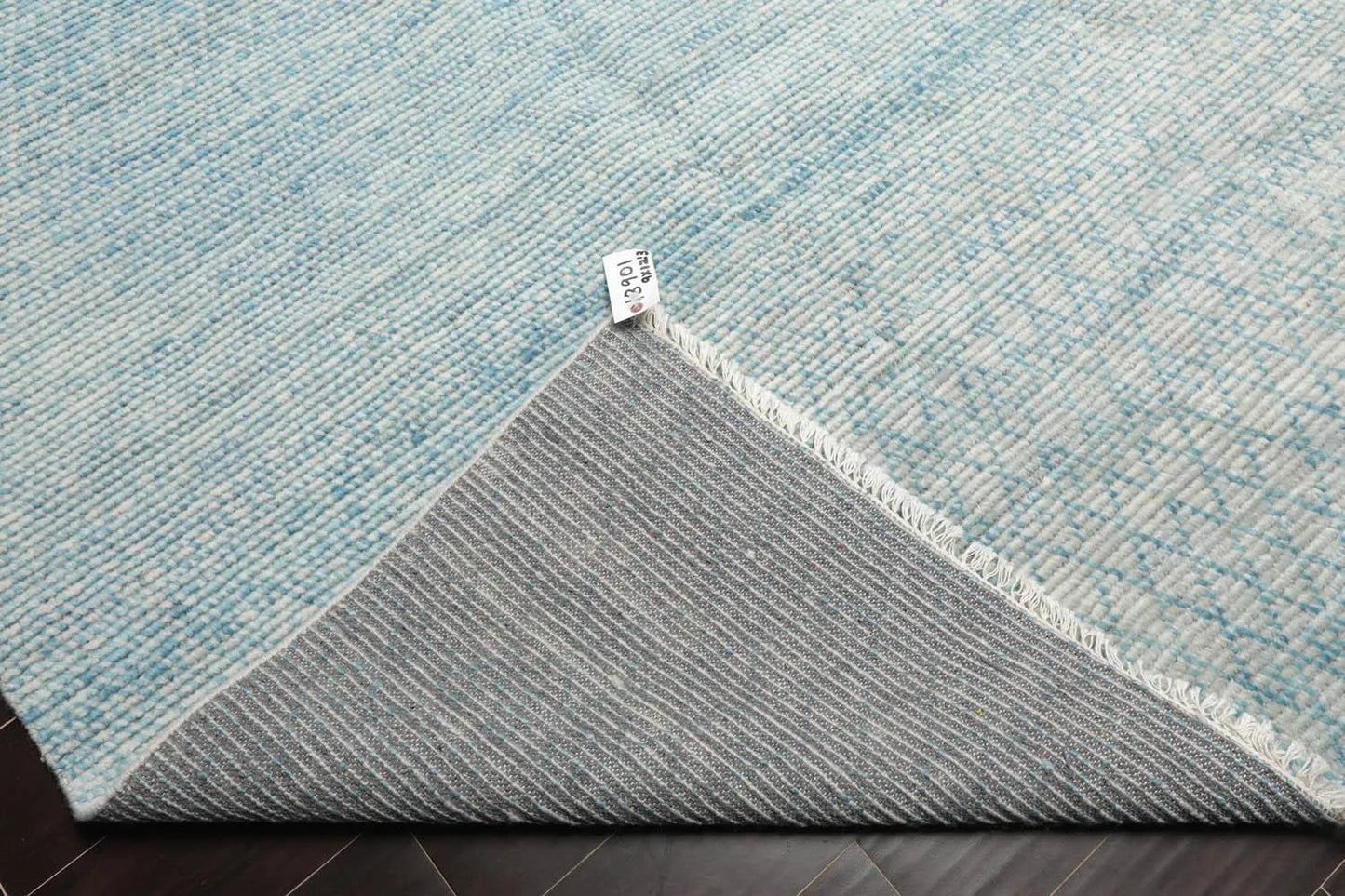 LoomBloom 9'x12'3" Ivory Hand Knotted Contemporary Ribbed Wool Oriental Area Rug