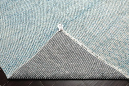 LoomBloom 9'x12'3" Ivory Hand Knotted Contemporary Ribbed Wool Oriental Area Rug