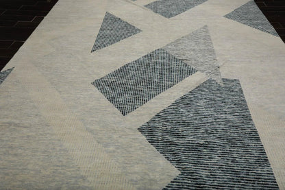 9’ x 12’ Hand Knotted Wool Modern Tibetan Designer Oriental Area Rug Ivory