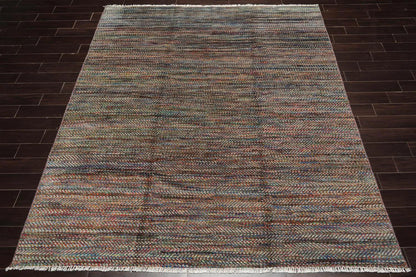 LoomBloom 7'10''x10' Gray Hand Knotted Modern Geometric Wool Oriental Area Rug