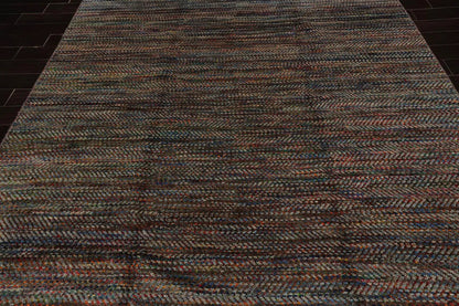 LoomBloom 7'10''x10' Gray Hand Knotted Modern Geometric Wool Oriental Area Rug