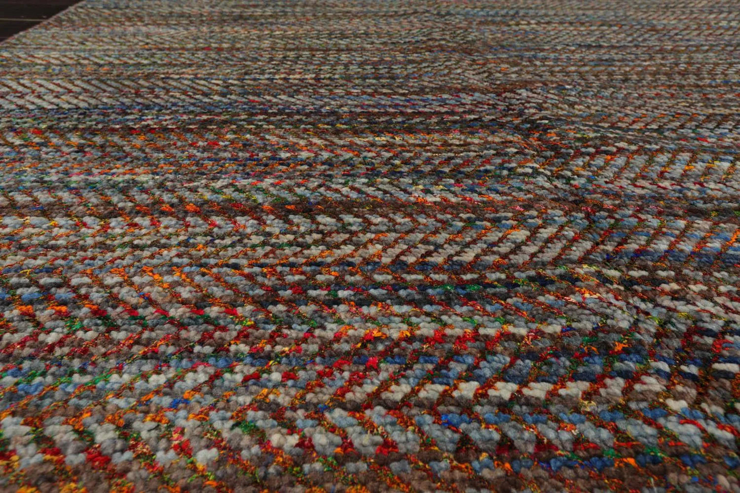 LoomBloom 7'10''x10' Gray Hand Knotted Modern Geometric Wool Oriental Area Rug