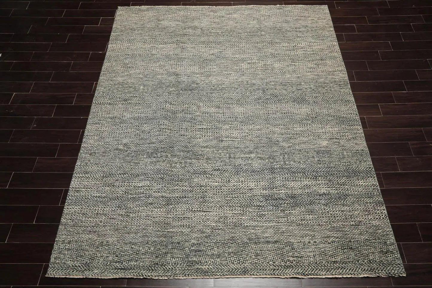 LoomBloom 8'1''x10'2" Ivory Hand Knotted Contemporary Geometric Wool Oriental Area Rug