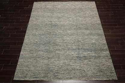 LoomBloom 8'1''x10'2" Ivory Hand Knotted Contemporary Geometric Wool Oriental Area Rug