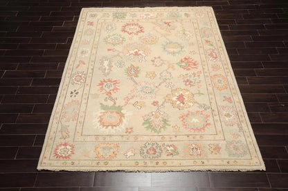 LoomBloom Multi Size Beige Hand Knotted Arts & Crafts/Mission Oushak Wool Oriental Area Rug