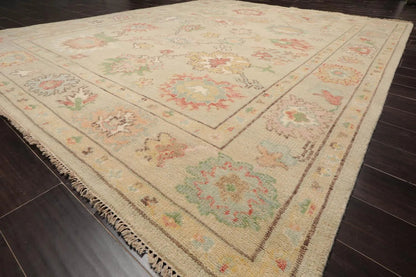 LoomBloom Multi Size Beige Hand Knotted Arts & Crafts/Mission Oushak Wool Oriental Area Rug