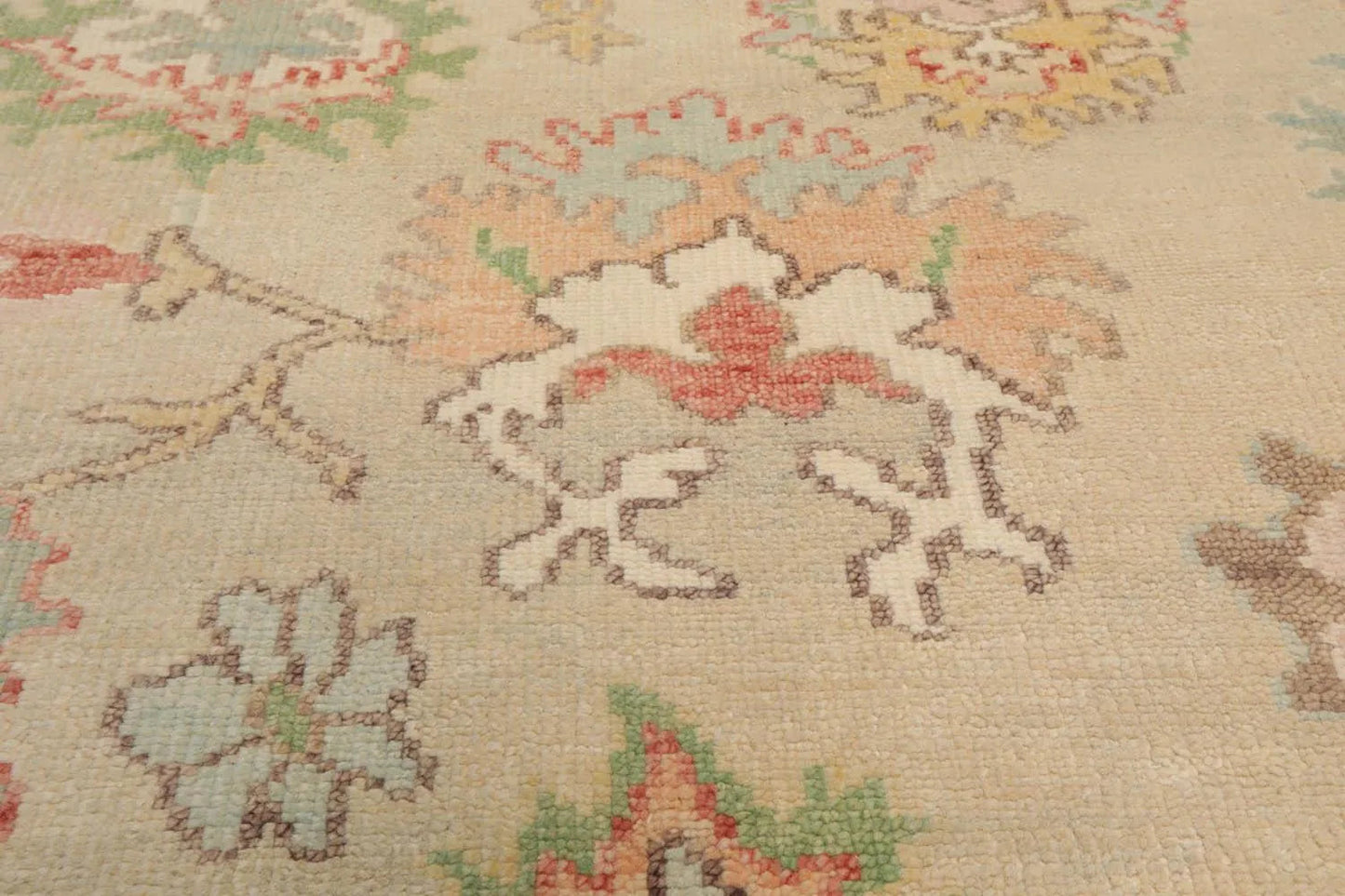 LoomBloom Multi Size Beige Hand Knotted Arts & Crafts/Mission Oushak Wool Oriental Area Rug