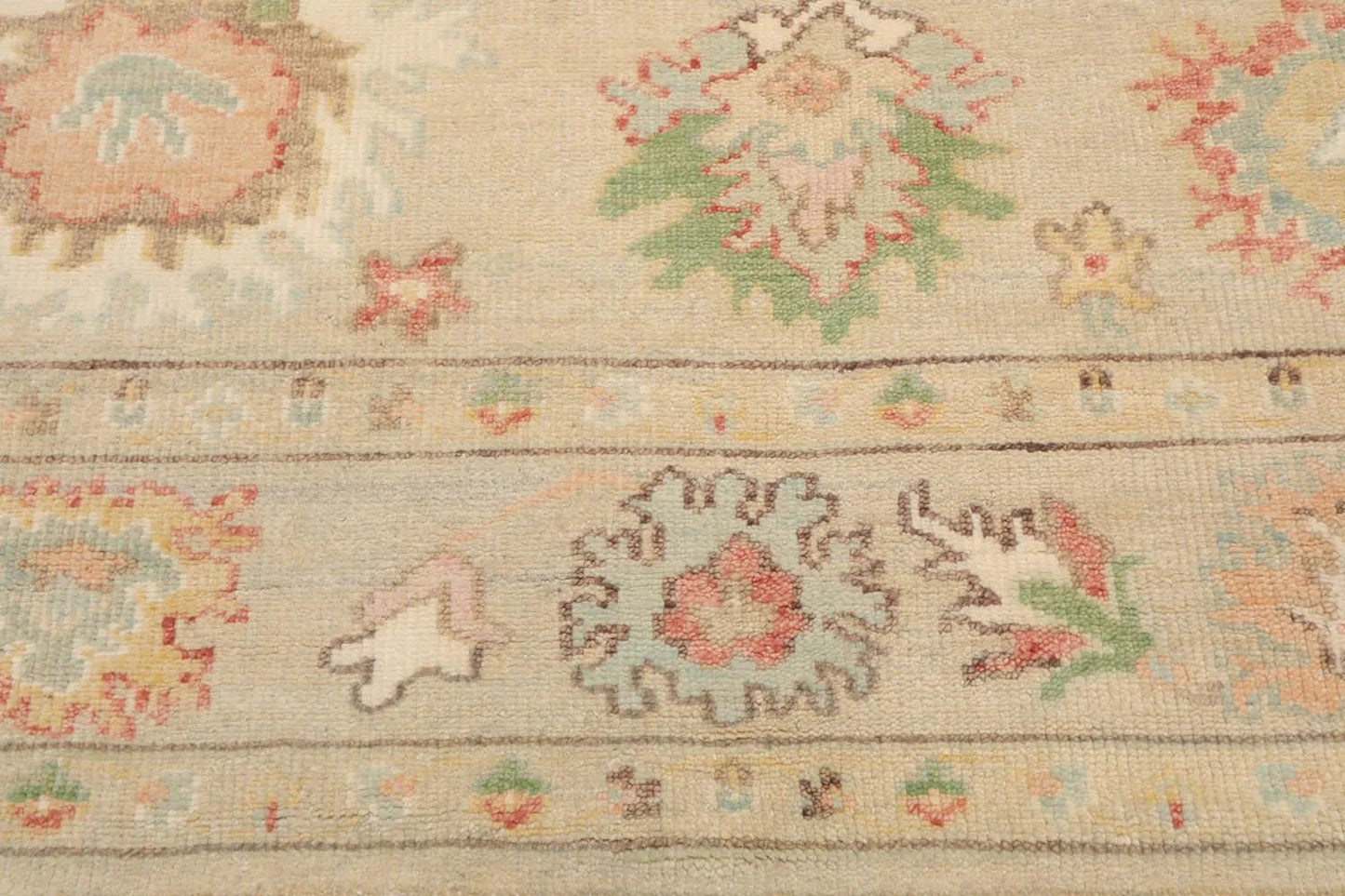 LoomBloom Multi Size Beige Hand Knotted Arts & Crafts/Mission Oushak Wool Oriental Area Rug