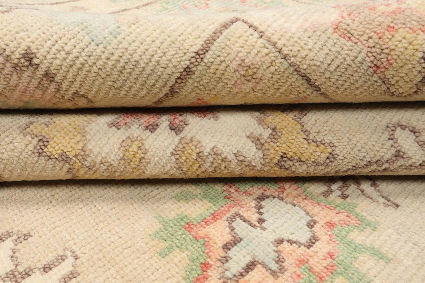 LoomBloom Multi Size Beige Hand Knotted Arts & Crafts/Mission Oushak Wool Oriental Area Rug