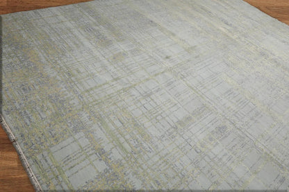 Multi Sizes Tibetan Wool and Silk Oriental Area Rug Light Blue, Green Color